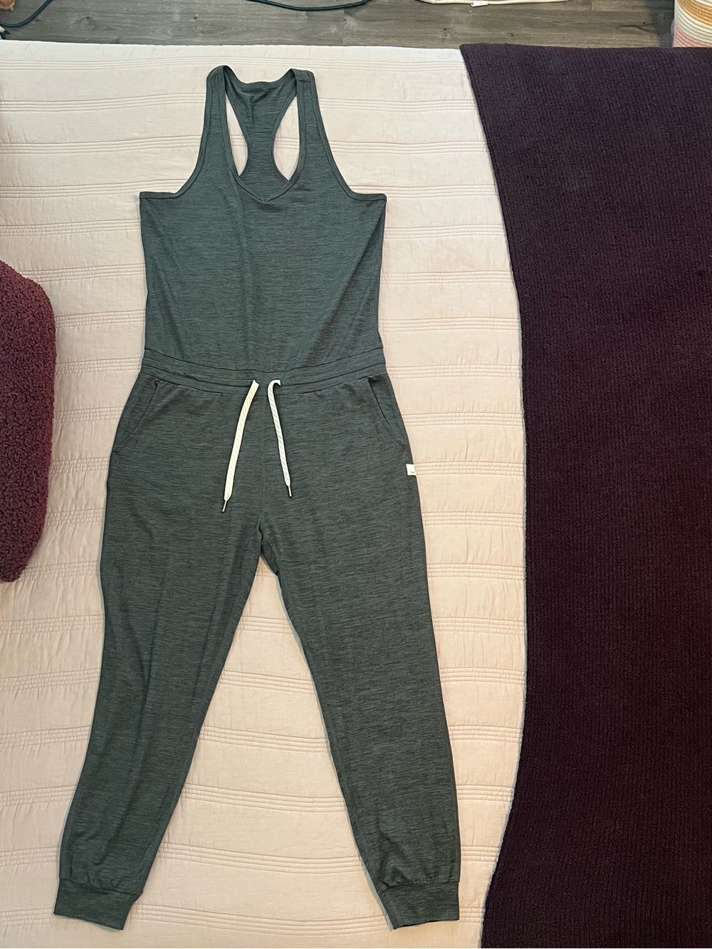 Vuori Women's Racerback Jumpsuit Dark Heather Gray Athleisure Casual Gym